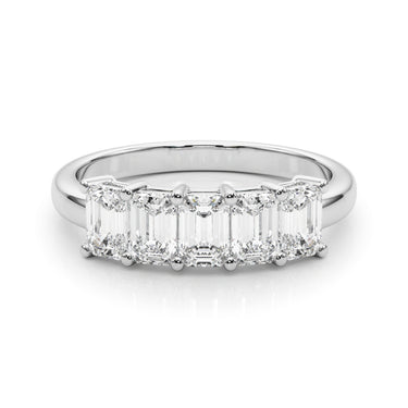5-Stone Emerald Cut Wedding Bands – Emerald Cut Emerald Wedding Band in 18K Gold | Just Brilliant – close-up view