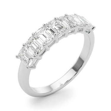 7-Stone Emerald Cut Wedding Band – Emerald Cut Emerald Wedding Band in 18K Gold | Just Brilliant – lifestyle view