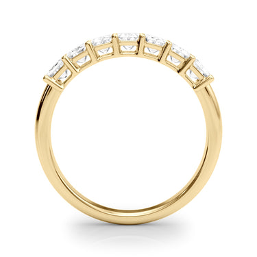 7-Stone Emerald Cut Wedding Band – Emerald Cut Emerald Wedding Band in 18K Gold | Just Brilliant – angle view