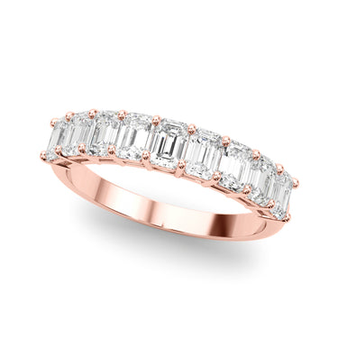Emerald Cut Shared Prong Wedding Band – Emerald Cut Emerald Wedding Band in 18K Gold | Just Brilliant – view 9