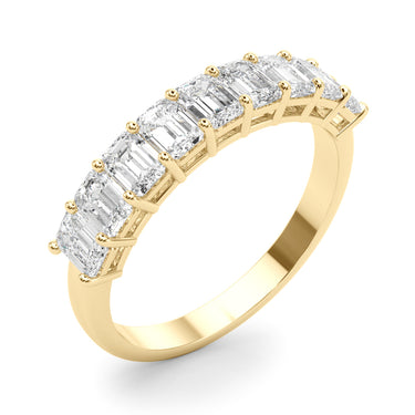 Emerald Cut Shared Prong Wedding Band – Emerald Cut Emerald Wedding Band in 18K Gold | Just Brilliant – view 8