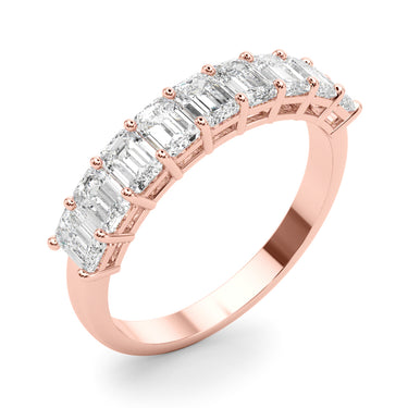 Emerald Cut Shared Prong Wedding Band – Emerald Cut Emerald Wedding Band in 18K Gold | Just Brilliant – view 12