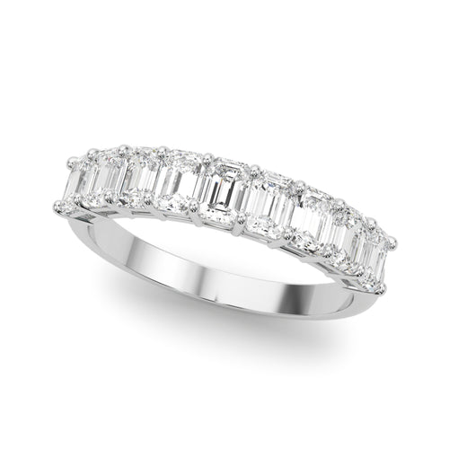 Emerald Cut Shared Prong Wedding Band