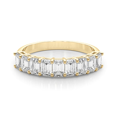 Emerald Cut Shared Prong Wedding Band – Emerald Cut Emerald Wedding Band in 18K Gold | Just Brilliant – view 7