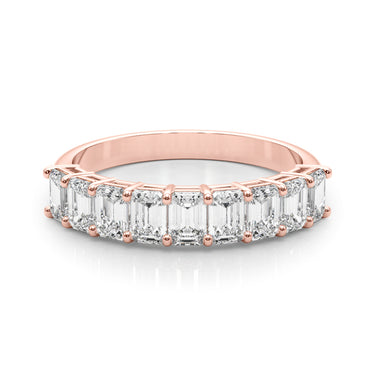 Emerald Cut Shared Prong Wedding Band – Emerald Cut Emerald Wedding Band in 18K Gold | Just Brilliant – view 11