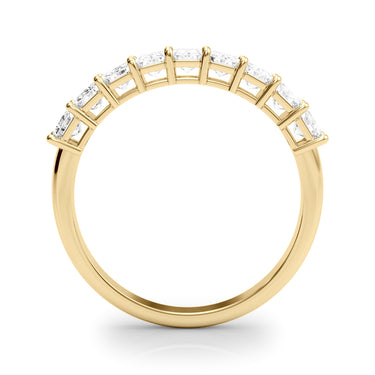 Emerald Cut Shared Prong Wedding Band – Emerald Cut Emerald Wedding Band in 18K Gold | Just Brilliant – angle view