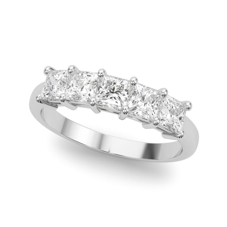 5-Stone Princess Cut Wedding Band – Princess Cut Lab Diamond Wedding Band in 18K Gold | Just Brilliant