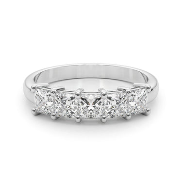 5-Stone Princess Cut Wedding Band – Princess Cut Lab Diamond Wedding Band in 18K Gold | Just Brilliant – close-up view
