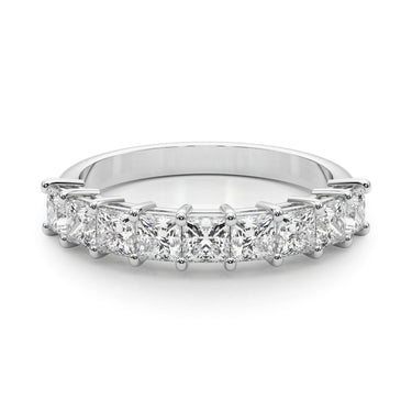 9-Stone Princess Cut Wedding Band – Princess Cut Lab Diamond Wedding Band in 18K Gold | Just Brilliant – close-up view