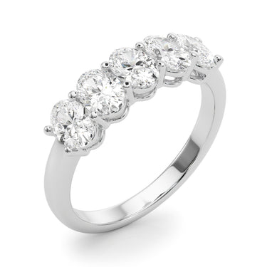 Shared Prong Oval Shape Wedding Band – Oval Lab Diamond Wedding Band in 18K Gold | Just Brilliant – lifestyle view