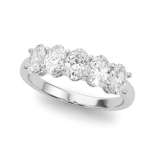 Shared Prong Oval Shape Wedding Band