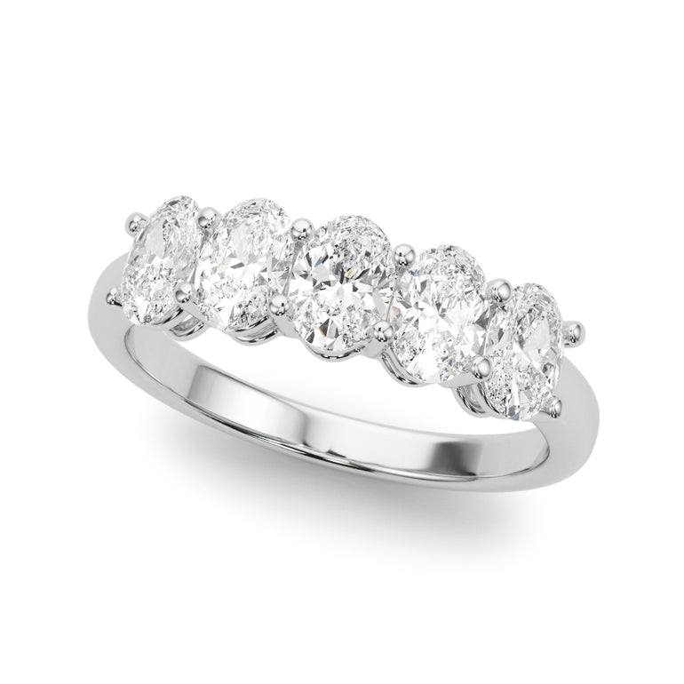 Shared Prong Oval Shape Wedding Band – Oval Lab Diamond Wedding Band in 18K Gold | Just Brilliant