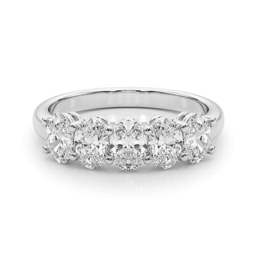 Shared Prong Oval Shape Wedding Band – Oval Lab Diamond Wedding Band in 18K Gold | Just Brilliant – close-up view