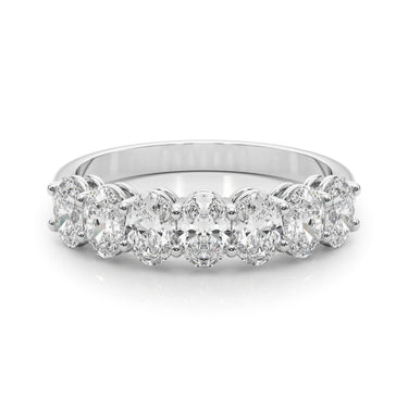 7-Stone Oval Shared Prong Band – Oval Lab Diamond Band in 18K Gold | Just Brilliant – close-up view