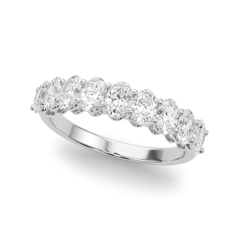 9-Stone Shared Prong Oval Wedding Band – Oval Lab Diamond Wedding Band in 18K Gold | Just Brilliant