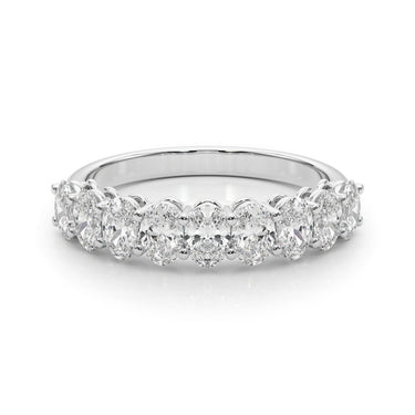 9-Stone Shared Prong Oval Wedding Band – Oval Lab Diamond Wedding Band in 18K Gold | Just Brilliant – close-up view