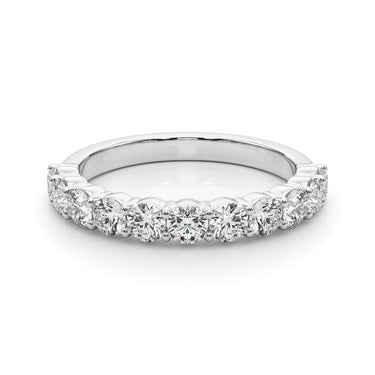 Shared Prong Wedding Band – Lab Diamond Wedding Band in 18K Gold | Just Brilliant – close-up view