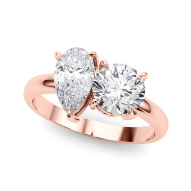 2-Stone Round & Pear Engagement Ring – Pear-Shaped Lab Diamond Engagement Ring in 18K Gold | Just Brilliant – view 9