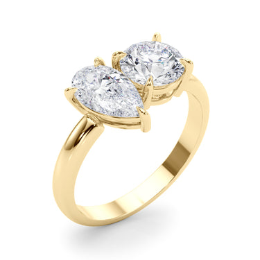 2-Stone Round & Pear Engagement Ring – Pear-Shaped Lab Diamond Engagement Ring in 18K Gold | Just Brilliant – view 8