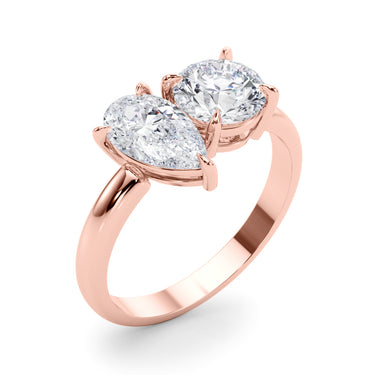2-Stone Round & Pear Engagement Ring – Pear-Shaped Lab Diamond Engagement Ring in 18K Gold | Just Brilliant – view 12