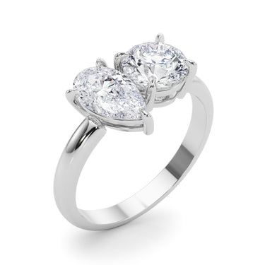 2-Stone Round & Pear Engagement Ring – Pear-Shaped Lab Diamond Engagement Ring in 18K Gold | Just Brilliant – lifestyle view