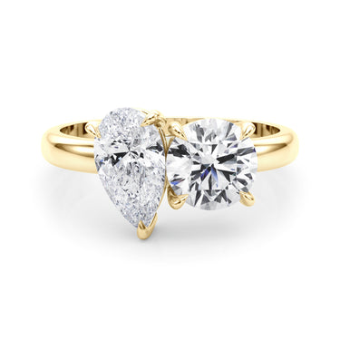 2-Stone Round & Pear Engagement Ring – Pear-Shaped Lab Diamond Engagement Ring in 18K Gold | Just Brilliant – view 7