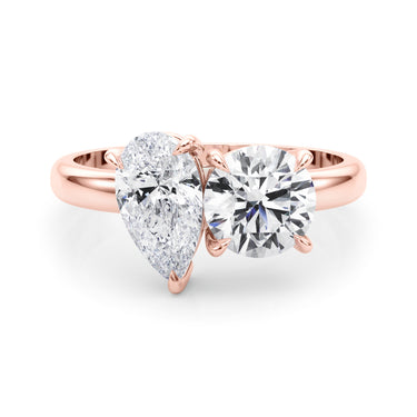 2-Stone Round & Pear Engagement Ring – Pear-Shaped Lab Diamond Engagement Ring in 18K Gold | Just Brilliant – view 11