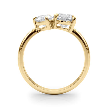 2-Stone Round & Pear Engagement Ring – Pear-Shaped Lab Diamond Engagement Ring in 18K Gold | Just Brilliant – angle view
