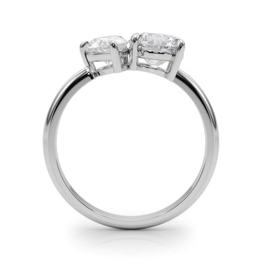 2-Stone Round & Pear Engagement Ring – Pear-Shaped Lab Diamond Engagement Ring in 18K Gold | Just Brilliant – detail view