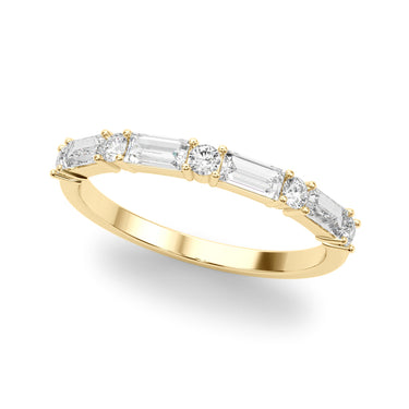 Alternating Round & Straight Baguette Wedding Band – Baguette Lab Diamond Wedding Band in 18K Gold | Just Brilliant – side...