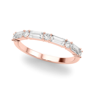 Alternating Round & Straight Baguette Wedding Band – Baguette Lab Diamond Wedding Band in 18K Gold | Just Brilliant – view 9