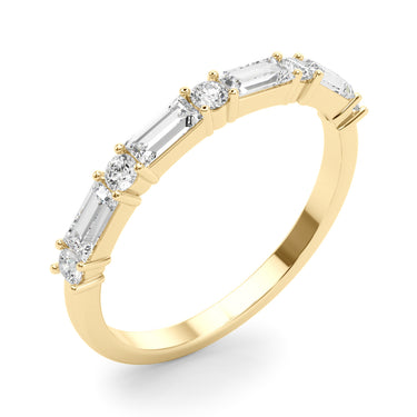 Alternating Round & Straight Baguette Wedding Band – Baguette Lab Diamond Wedding Band in 18K Gold | Just Brilliant – view 8