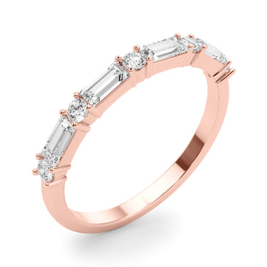 Alternating Round & Straight Baguette Wedding Band – Baguette Lab Diamond Wedding Band in 18K Gold | Just Brilliant – view 12