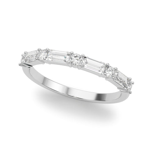 Alternating Round & Straight Baguette Wedding Band