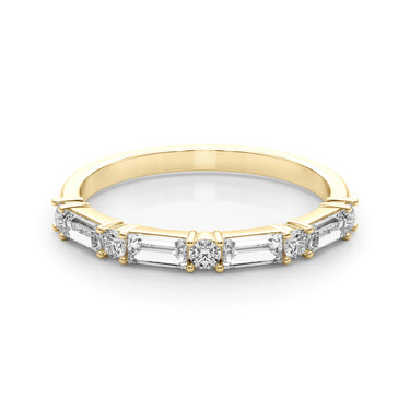 Alternating Round & Straight Baguette Wedding Band – Baguette Lab Diamond Wedding Band in 18K Gold | Just Brilliant – view 7