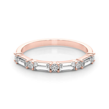 Alternating Round & Straight Baguette Wedding Band – Baguette Lab Diamond Wedding Band in 18K Gold | Just Brilliant – view 11