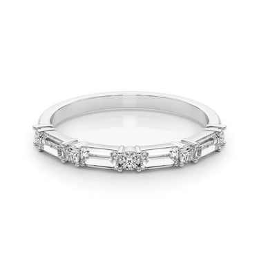Alternating Round & Straight Baguette Wedding Band – Baguette Lab Diamond Wedding Band in 18K Gold | Just Brilliant – clos...