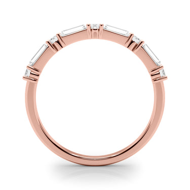Alternating Round & Straight Baguette Wedding Band – Baguette Lab Diamond Wedding Band in 18K Gold | Just Brilliant – view 10