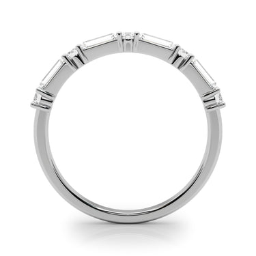 Alternating Round & Straight Baguette Wedding Band – Baguette Lab Diamond Wedding Band in 18K Gold | Just Brilliant – deta...