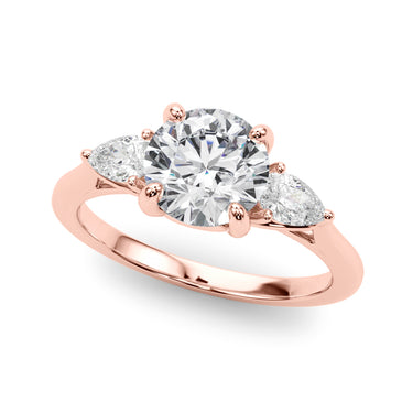 3-Stone Round Engagement Ring W/ Pear Sides – Pear-Shaped Lab Diamond Engagement Ring in 18K Gold | Just Brilliant – view 9