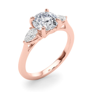 3-Stone Round Engagement Ring W/ Pear Sides – Pear-Shaped Lab Diamond Engagement Ring in 18K Gold | Just Brilliant – view 11