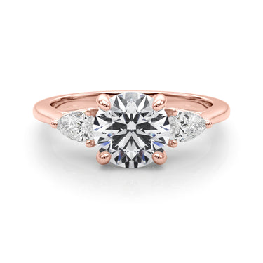 3-Stone Round Engagement Ring W/ Pear Sides – Pear-Shaped Lab Diamond Engagement Ring in 18K Gold | Just Brilliant – view 12