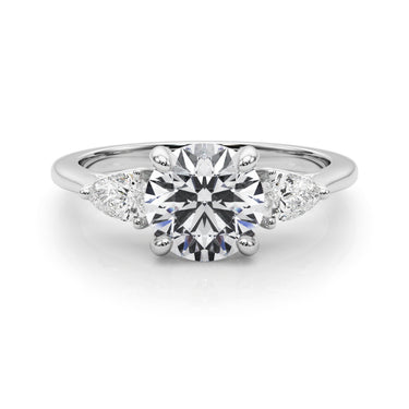 3-Stone Round Engagement Ring W/ Pear Sides – Pear-Shaped Lab Diamond Engagement Ring in 18K Gold | Just Brilliant – lifes...