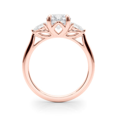 3-Stone Round Engagement Ring W/ Pear Sides – Pear-Shaped Lab Diamond Engagement Ring in 18K Gold | Just Brilliant – view 10