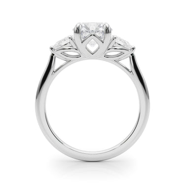 3-Stone Round Engagement Ring W/ Pear Sides – Pear-Shaped Lab Diamond Engagement Ring in 18K Gold | Just Brilliant – detai...