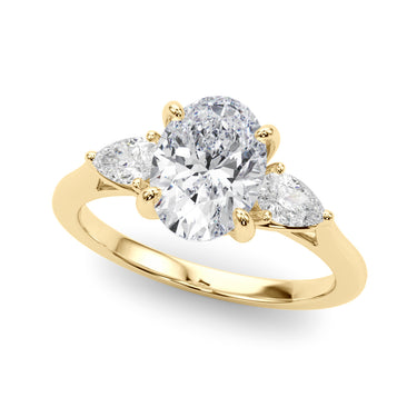 3-Stone Oval Engagement Ring W/ Pear Sides – Pear-Shaped Lab Diamond Engagement Ring in 18K Gold | Just Brilliant – side view