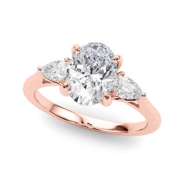 3-Stone Oval Engagement Ring W/ Pear Sides – Pear-Shaped Lab Diamond Engagement Ring in 18K Gold | Just Brilliant – view 9