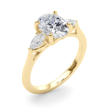 3-Stone Oval Engagement Ring W/ Pear Sides – Pear-Shaped Lab Diamond Engagement Ring in 18K Gold | Just Brilliant – view 7