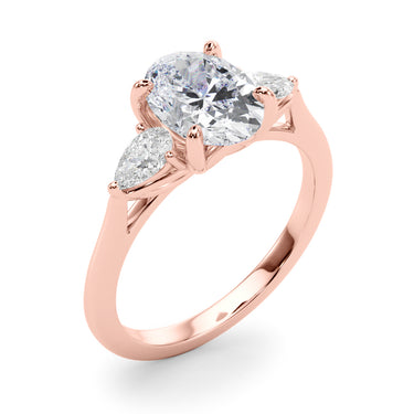 3-Stone Oval Engagement Ring W/ Pear Sides – Pear-Shaped Lab Diamond Engagement Ring in 18K Gold | Just Brilliant – view 11