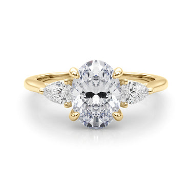3-Stone Oval Engagement Ring W/ Pear Sides – Pear-Shaped Lab Diamond Engagement Ring in 18K Gold | Just Brilliant – view 8